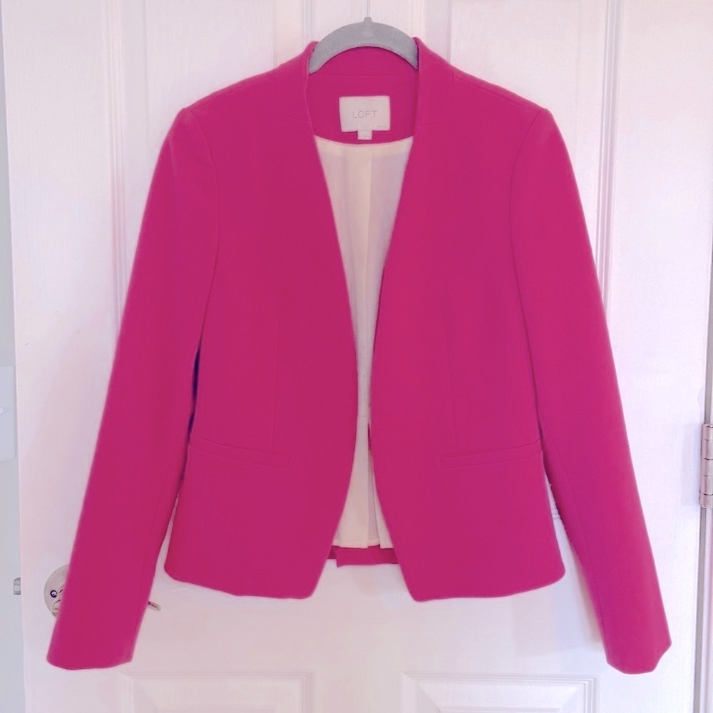 LOFT collarless blazer with back detail